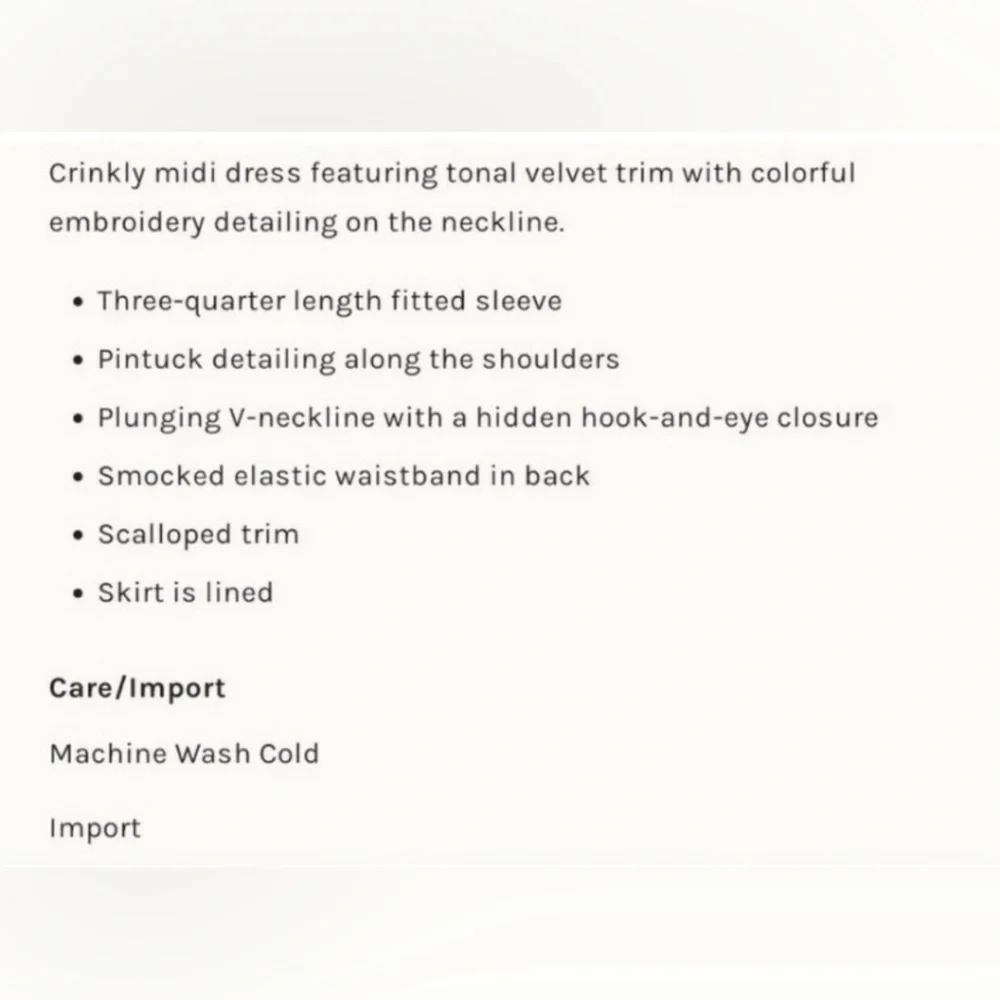 Free People, midi dress with pockets, velvet detailing, size S - Picture 2 of 5